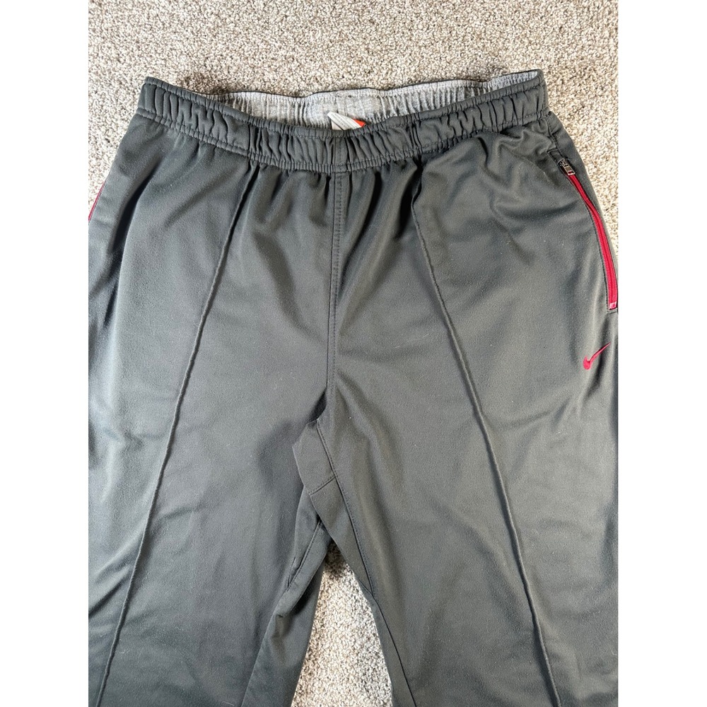 Nike The Athletic Dept Mens Large Gray Track Pants Red Zipper Pockets Swoosh